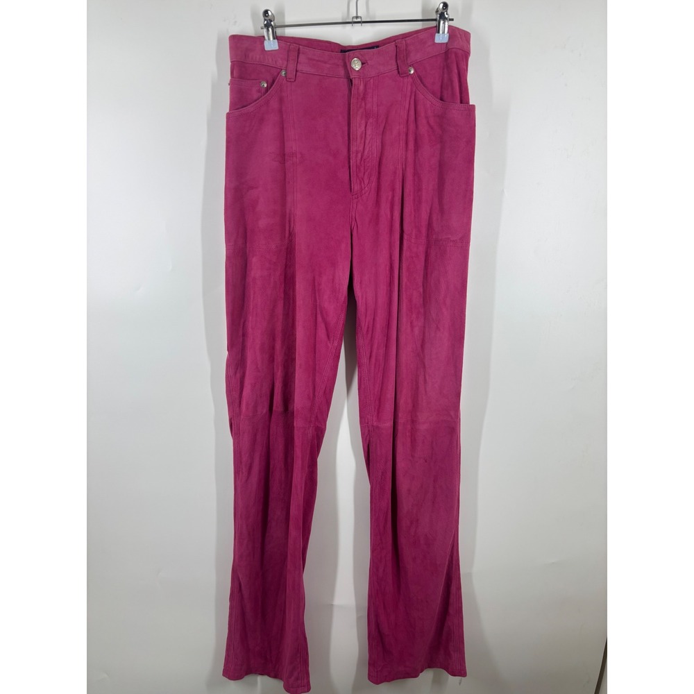 Vintage Ralph Lauren Blue Label Magenta Pink Suede Leather Carpenter Pants 12